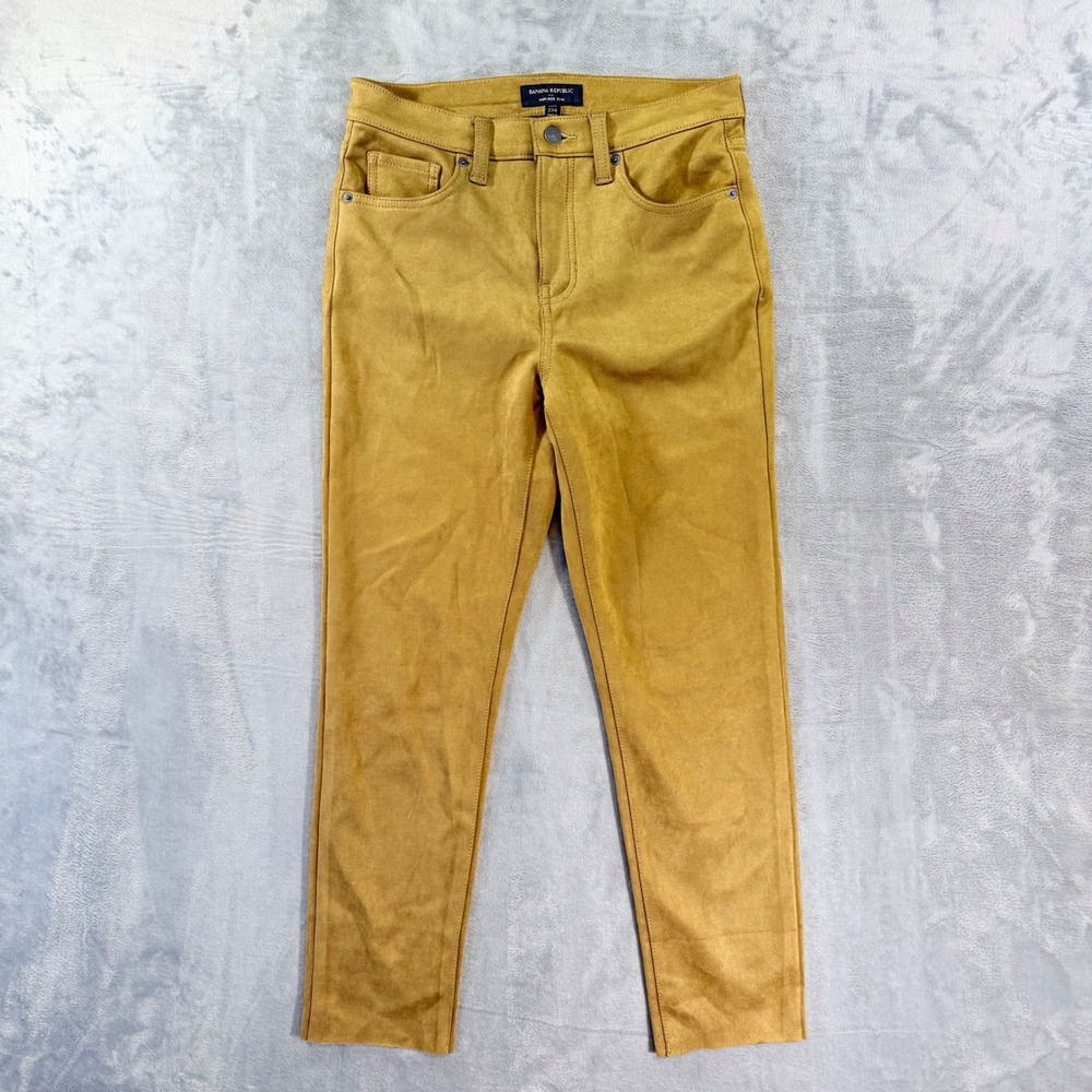 Banana Republic High Rise Slim Suede Pants Women's 27/4 Petite Tan Brown